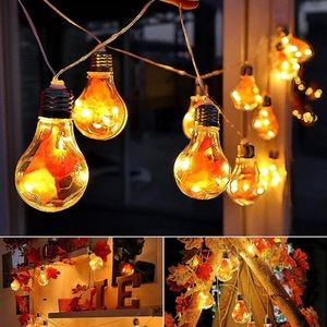 New Fall Decorations for Home Maple Leaf Garland with Lights 11 Feet 10 Bulbs